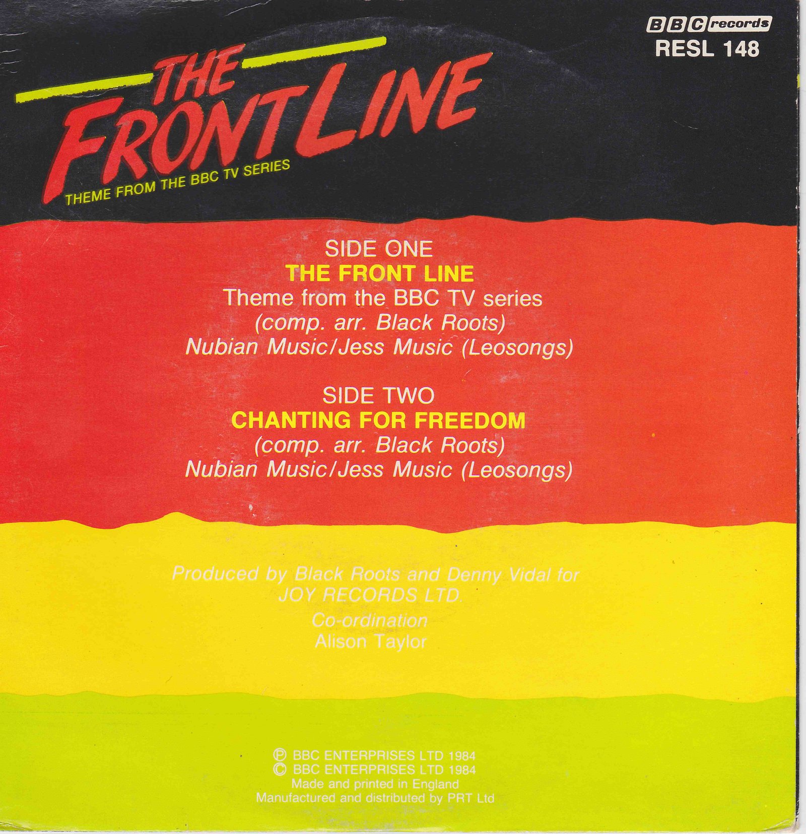 Picture of RESL 148 The front line by artist Black Roots from the BBC records and Tapes library